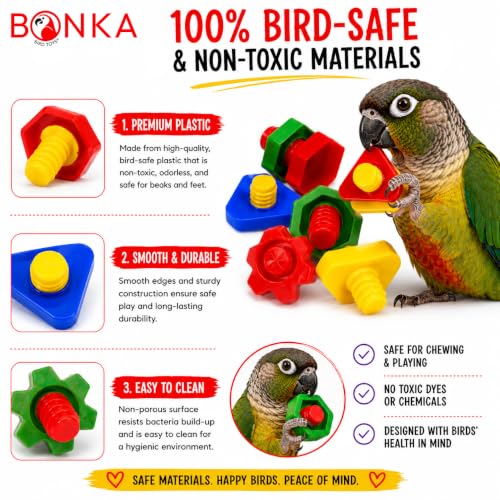 3505 Pk6 Huge Nuts and Bolts Colorful Enticing Large Screw Interactive Foot Beak Throw Parrot Cockatoo Amazon African Grey Macaw Hyacinth