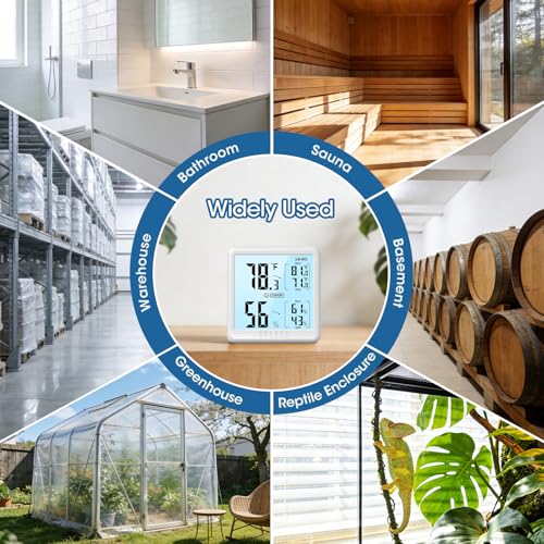 DOQAUS Digital Hygrometer Indoor Thermometer Humidity Meter with Backlight | 3s Fast Refresh, 3.05in Digital Temperature Humidity Monitor with Max Min Records for Home, Bedroom, Baby Room, Greenhouse