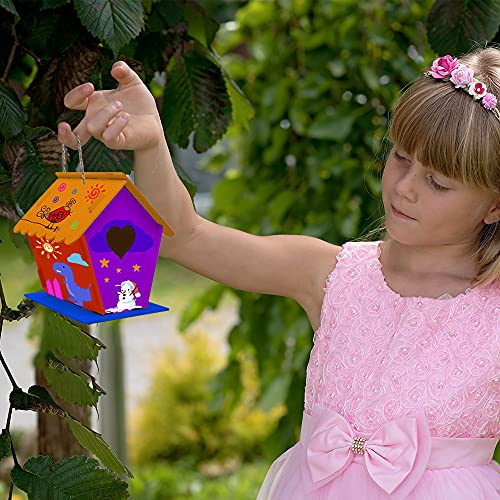 hapray 2 Pack Bird House Kits for Kids, DIY Birdhouse Kit Build and Paint - color: 2 Pack Bird House