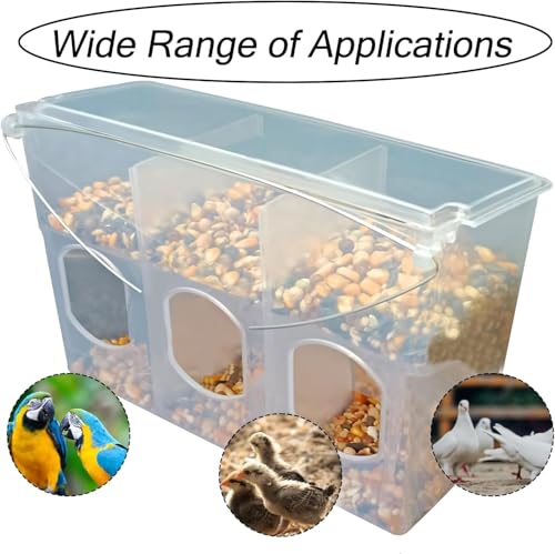 Automatic Pigeon Bird Feeder Water, 2 Pack Plastic Feeder Water Dispenser Drinkers for Cage, No Mess Hanging Parrot Food Feeding, Cage Accessories for Parakeet Quail Bird Chicken (3 Hole-Iron Wire) - size: 3 Hole - Iron Wire / 2 Pack