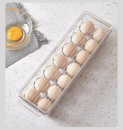 Egg Holder Container for Fridge with Lid and Handle, Clear Plastic Egg Storage Organizer Bins for Refrigerator, Stackable Tray Holds 14 Eggs. (28 Eggs, 2 Packs)