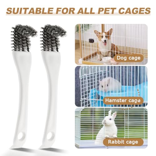 Bird Cage Cleaner Brush Kit with Long Handle, 2Pcs | Double-headed Design Bird Poop Remover Cleaning Tool Accessories, for Parakeet Small Animal Cage and Bird Cage Perch Cleaner