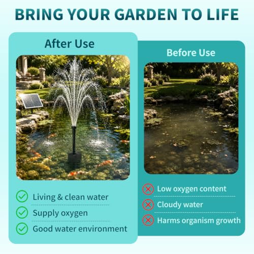 25W Solar Fountain Pump with 16.4FT Extra-Long Cable for Garden | Upgraded Solar Powered Water Fountain with High‑Efficiency Solar Panel & 3 Adjustable Nozzles for Bird Bath, Pond, Outdoor - color: 25w Solar Fountain