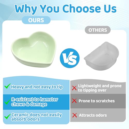 3 Pack Ceramic Hamster Food Bowl, Anti-Turning Heart Hamsters Water Dish | Cute Guinea Pig Food Bowl, Small Animals Bowl for Rabbits Chinchillas Guinea Pig Rat Hedgehog Parrots Small Animals