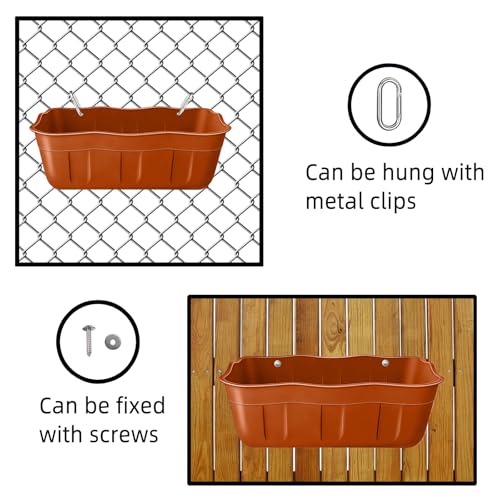 Hanging Chicken Feeders,Duck Feeder Waterer,Small Feed Trough 1.3 Quart 2 Pack,Hanging Fence Feed Trough for Poultry,Terracotta - color: Terracotta, size: 1.3 Quart (2 Pack)