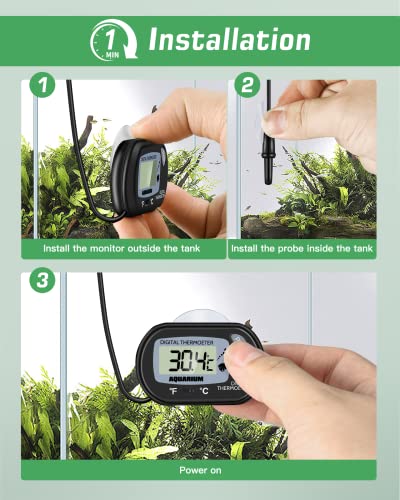 Zacro 2 Pack Digital Aquarium Thermometer, Fish Tank Thermometer, Water Thermometer with Large LCD Display,Reptile Thermometer for Fish Tank Water Terrarium - style: 2 Packs