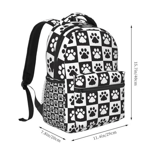 Fiokroo Cue Dog Paws Backpack School Bag For Students Teens Men Women Laptop Backpacks Travel Daypack Bag With Multiple Pockets - color: Cue Dog Paws