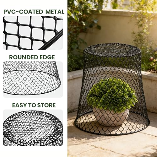 SOUJOY 10 Pcs 8"x8" Chicken Wire Plant Protect Covers, Metal Garden Cloche | UV-Resistant, Rustproof Metal Mesh with 30 Stakes & 20 Labels, Keeping Bunnies Chicken Squirrels Birds Out, Allows Airflow