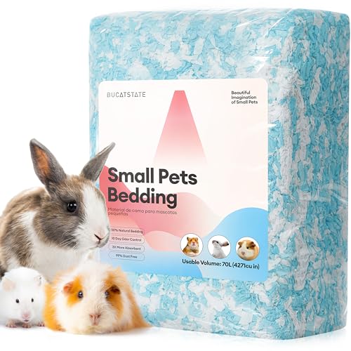 BUCATSTATE Hamster Bedding 70L, 99% Dust-Free Guinea Pig Bedding Odor Control Paper Bedding, Cozy Small Animal Bedding for Rabbit Rat Syrian Dwarf Hamsters Gerbils (Blue) | FSC-Certified Material, Expands 3X, Cozy Paper Bedding for Guinea Pigs, Colorful H