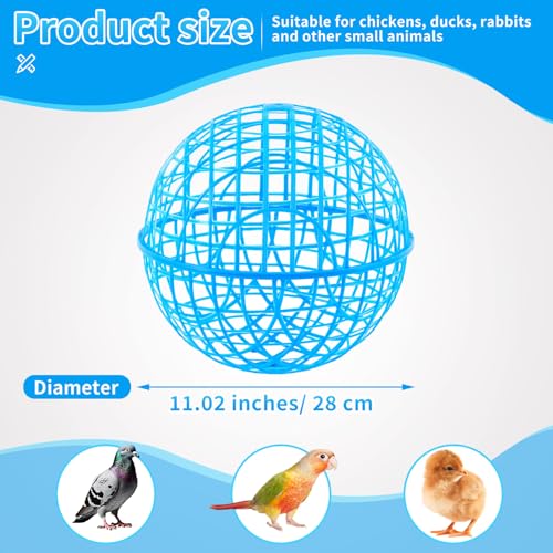 AceOrbit 3 Pack Rolling Chicken Ball Cage, 2026 Mobile Mesh Poultry Coop Ball for Free Range, Safety Globe Hutch for Chicks, Ducklings & Small Pets Outdoor Exercise and Roaming(11.02 Inch,Blue) - color: blue, size: 11.02 Inch