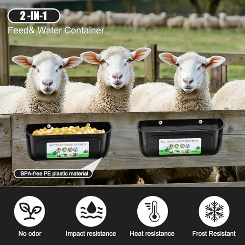 Chicken Feeder Waterer, 3 Pack Duck Feeder Supplies, Hanging Fence Feed Trough with Clips for Goat, Sheeple, Piglet, Gooses, Turkeys, Dog Livestock Poultry, Black - color: 3 pack Black