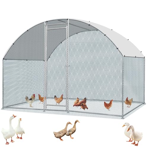 Outvita 6.5 x 10 FT Large Metal Chicken Coop Walk-in Poultry Cage | Waterproof Anti-UV Round Arch Cover and Galvanized Mesh Support Ducks, Rabbits, Hens, Yard, Backyard or Farm Use - size: 78.0"L x 120.0"W x 78.0"H