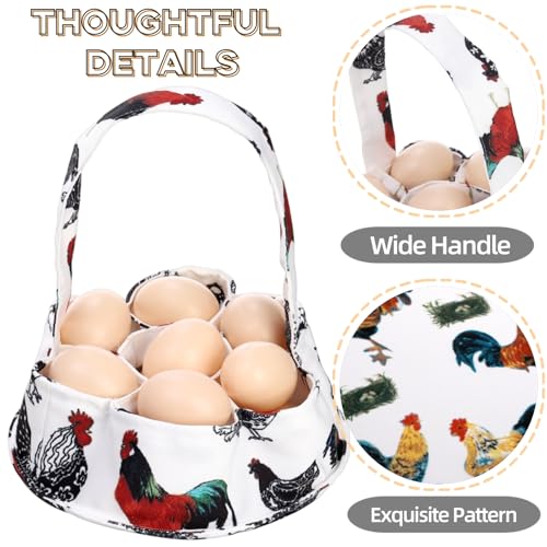 Noamus 2 Pack Eggs Collecting Bags, Mini Canvas Eggs Gathering Basket with 7 Pouches, Easter Egg Collector for Chicken Hen Duck Goose Housewife Garden Transporting Storage(2 Styles)