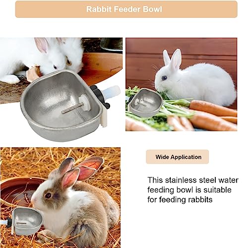 10PCS Rabbit Feeder Bowls, Rabbit Drinker Rabbit Nipple Water Bowl Stainless Steel Nipple Drinking Water Bowl Hanging Cage Bowl Feeding Tool for Rabbit Squirrels Chinchilla Hamster