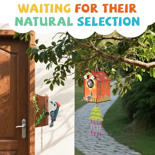 JMMICO Paint Your Own BirdHouses, Wooden Painting Crafts Kits for Kids, Wooden Woodpecker Doorbell & DIY Bird House for Outside, Arts and Crafts for Kids, Easter Gifts for 8-12 Year Old Girls Boys - size: 2PCS