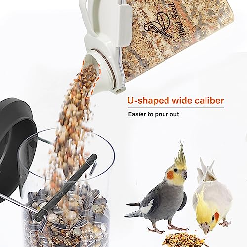 Bird Seed Storage Container Portable-3 Qt/2.8 L Clear Plastic Pet Food Container-with Measuring Cup,Airtight Wild Bird Seed Dispenser for Storing Sunflower Seed|Squirrel proof|BPA Free-White - color: White(Bird)