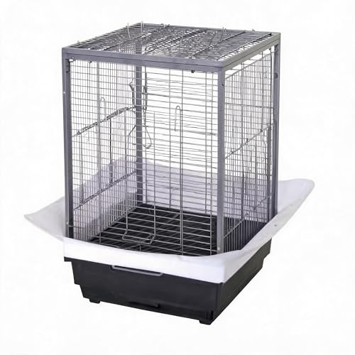 TrailBlaze 17.32" x 16.93" x 6.30" Spacious Black Metal Bird Cages with Pull-Out Tray, Carry Handles, Transparent Cups, Wooden Perches – Ideal for Parakeets, Cockatiels, Canaries, Lovebirds, Conures