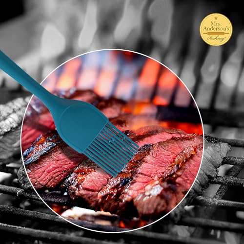 Mrs. Anderson’s Baking Silicone Basting Brush, Non-Stick, Heat Safe, Shed-Proof Bristles, Turquoise, 1.75-Inches, For Butter, Egg Wash, Glaze, And Baking Prep - color: Turquoise, size: 10.75-Inch, Brush