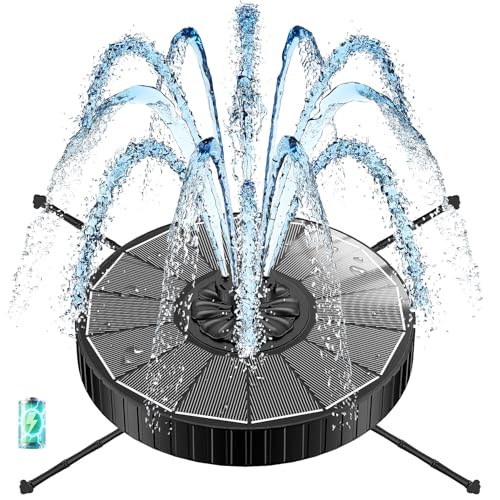 Solar Fountain with 3 Spray Height, Works in Shade, 3.5W Glass Solar Bird Bath Fountains with 2000mAh Battery and 4 Rotating Rods, 7 Nozzles, Outdoor Water Fountain Pump for Garden, Pool, Pond - color: Black