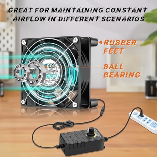 3 x 120mm Big Airflow Computer Fan with AC 110V 120V 220V 240V Controller for Greenhouse Chassis Server CPU Case Mining Rig Cabinet Cooling Ventilation Window Exhaust Project (12038) - style: 12038 X 3