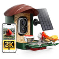 Bird Feeder with Camera Solar Powered, 3K HD Video, AI Bird Recognition, Auto Capture with Instant Notifications, IP65 Weatherproof, Gifts for Seniors Bird Watchers, Brown - color: Brown-3K