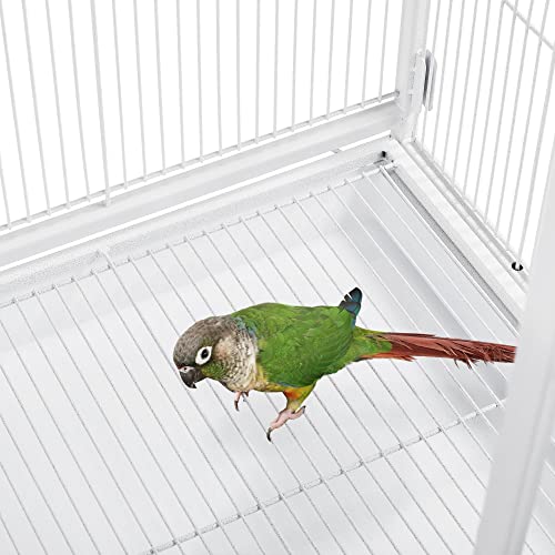 Yaheetech 54" Large Flight Bird Cage for Parrots Macaw Cockatiels Sun Parakeets Lovebird Green Cheek Conures African Grey Small Quaker Amazon Parrots with Rolling Stand, White - color: White
