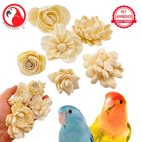 Bonka Bird Toys 3604 PK6 Sola Flower Foot Talon Craft Part Bird Toy Natural Foraging Chew Health Treat for Small to Medium Sized Birds and Other Small Pets
