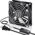 GDSTIME 90mm EC Axial Cooling Fan 92mm x 25mm AC 110V 115V 120V 220V 240V Dual Ball Bearing Small Brushless Exhaust Fan AC Powered Cord with ON/Off Switch (Pack of 6) - size: 92x25mm (Pack of 6)