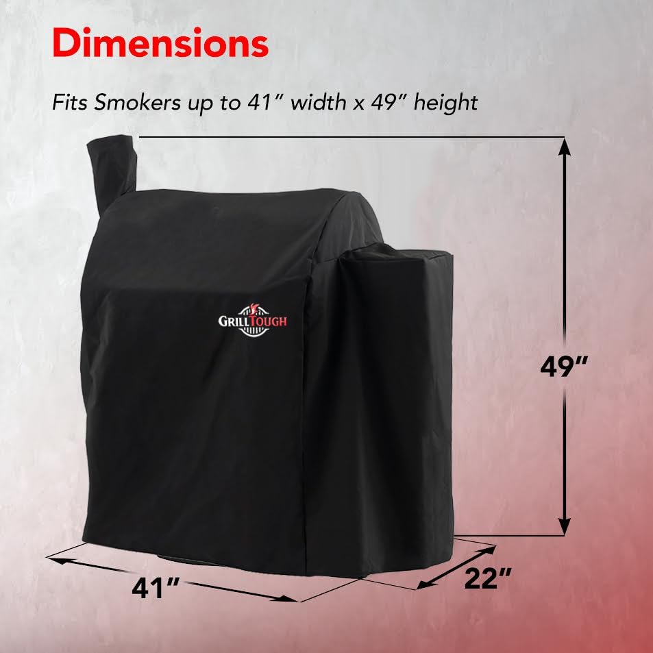 Heavy Duty Smoker Cover, Adjustable Straps, Black | Waterproof, Weather Resistant, UV & Fade Resistant, Heavy Duty Protection, Adjustable Straps, Outdoor Grill Cover, Secure Fit - color: Black, size: 41''L x 22''W x 49''H