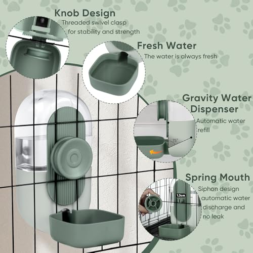 Lemtrflo 28oz Rabbit Water Bottle Dispenser, Bunny Cage Water Bowl | Suitable for Rabbits, Guinea Pigs, Ferrets, and Other Small Pets - color: Green