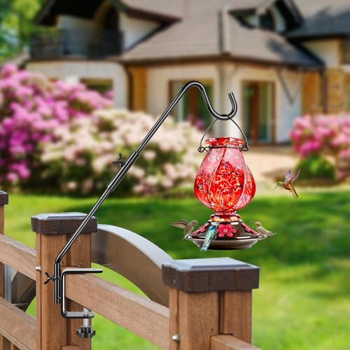 Deck Hook, 20 Inch Bird Feeder Hanger for Hummingbird Feeders, Black | Heavy Duty, Metal Hanger for Planters, Lanterns, Wind Chimes, Holiday Decorations, 360° Rotatable Arm, Gifts for Women Men - size: 20inch