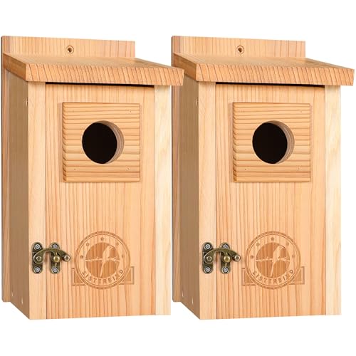 SISTERBIRD Bluebird Houses for Outside, Blue Bird Houses for Outdoors, Premium Bird House, Pack of 2 Bluebird House, Wooden Birdhouses Kits for Adults for Durable Yard Decor - color: Burly Wood -- 2PK