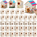 DoubleFill 24 Pcs Bulk Wooden Bird Houses Kits for Kids Mini Bird House for Craft DIY Unfinished Wood Birdhouse to Paint, Build for Children Wooden Arts Classroom Activity, 3 Styles