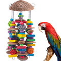 EBaokuup Large Bird Parrot Toys, Colorful Wooden Blocks Bird Chewing Toy Parrots Cage Bite Toy for Macaws Cokatoos African Grey and Large Medium Parrot Birds