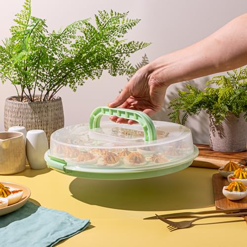 Deviled Egg Containers with Lid & Handles, 22-Count Portable Carrier, Dishwasher Safe Tray, Refrigerator Storage, High-Capacity Trays Deviled Egg Holder - Green - color: Green
