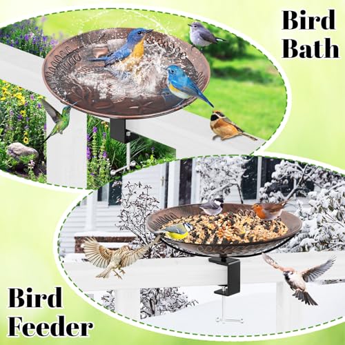 Deck Mounted Bird Bath for Outside, Detachable Birdbath Bowl with Sturdy Clamp, Outdoor Bird Baths Bowl for Attracting Birds Garden Yard Decor (Vintage Copper Turtle) - color: Vintage Copper Turtle