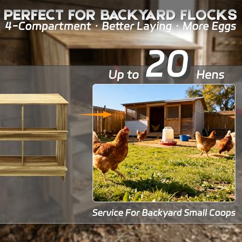 Wooden 4 Holes Chicken Nesting Boxes for Laying Eggs, Gold Standard Two-Tier Nest Box for Chickens, Farmhouse Series Laying Boxes for Hens, Ducks and Birds - color: Wooden 4-Hole