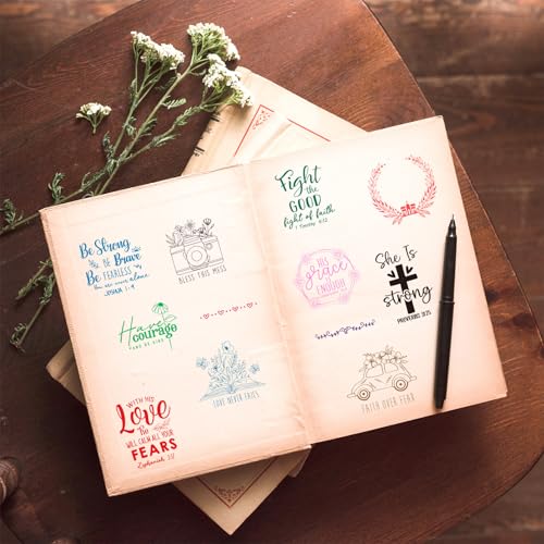 Whaline 5 Sheets Bible Verse Clear Stamps Christian Jesus Silicone Transparent Stamps Greeting Words Border Stamp Cards for DIY Card Making Scrapbooking Embossing Album Decor - style: Bible Verse