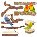 8 Pcs Natural Grape Wood Bird Perch & Platform Set for Cages | Ideal for Small/Medium Birds (Budgies, Conures) | Bark Textures for Foot Health | Tool-Free Wing-Nut | Safe Chewing - size: Natural Grapewood Variety Set - 8PCS