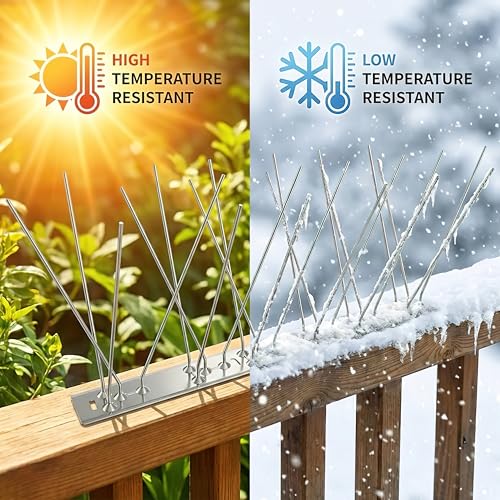 Bird Spikes 9.84FT, 304 Stainless Steel Bird Deterrents Spikes for Outside to Keep Birds Away Birds Scare Devices Outdoor 12Pcs - size: 9.84Feet