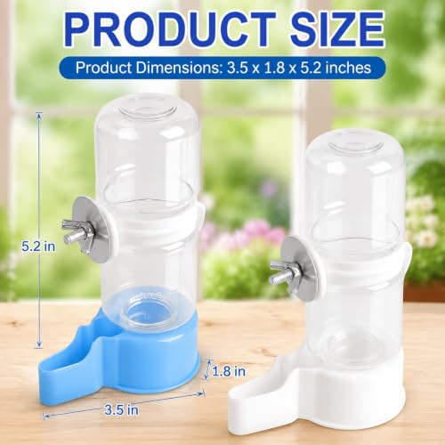 2PCS Bird Water Dispenser, 4.73 Fl Oz Automatic Parakeet Waterer and Feeder, Bottle for Hanging in Pajaritos Cages