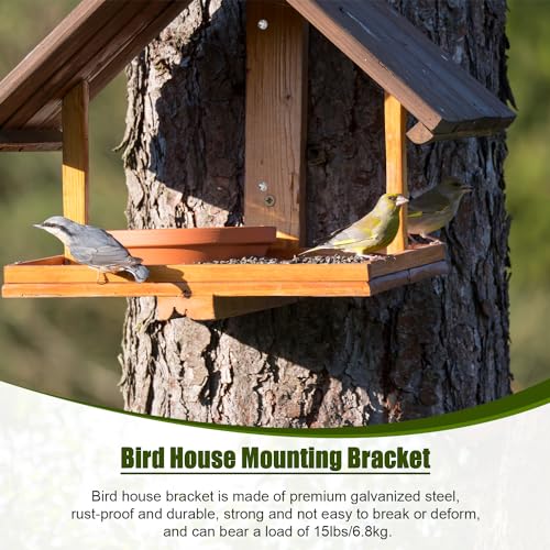 2 Sets of Bird House Brackets, Steel Bird House Mounting Bracket with Screws and Drywall Anchors, Bird Feeder Hanger Bracket Mounting Plate for Securing Bird Houses Nesting Boxes