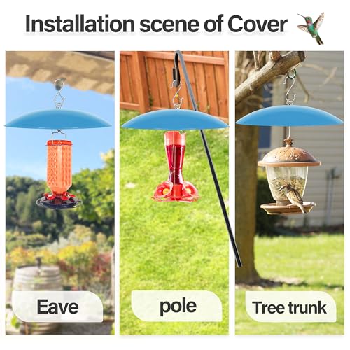 13" Bird Feeder Rain Guard, Hummingbird Feeder Shade Dome Cover, Hanging Baffle for Bird Feeder Pole,Smart Birds Feeder's Umbrella(Translucent Blue), 1 Pack - color: Translucent Blue, size: 13Inch / 1 Pack