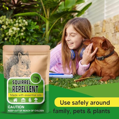 AUDQQM Squirrel Repellent Outdoor, Chipmunk Repellent for Garden, Squirrels Deterrent, Keep Squirrels Away from Yard, Attic & Bird Feeders, Lasting for 3 Month, Easy to Use, 8 Count - size: 1.0 Ounce (Pack of 8)
