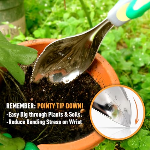 2Pack Garden Trowel, Stainless Steel Hand Shovel with Ergonomic Handle, Multi-Use Soil Scoops for Digging, Planting, Transplanting, Cultivating(Blue) - color: Yellow
