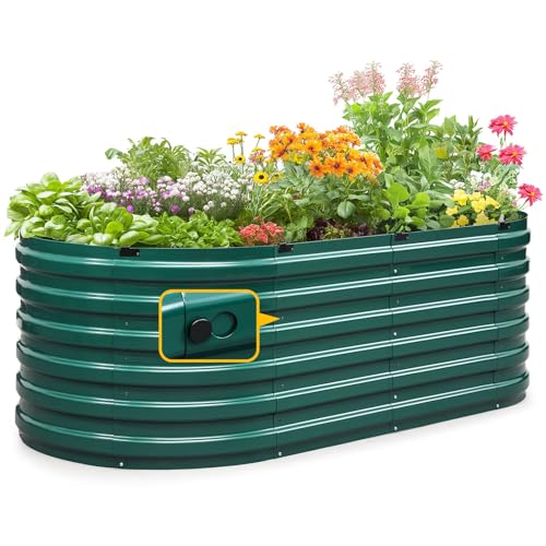 King Bird Raised Garden Bed Quick-Setup 74x36x23 in | Galvanized Planter Box Outdoor for Gardening, Vegetables, Flowers, Green - color: Green, size: 74X36X24 in