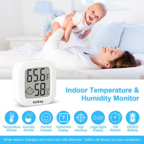 Vaikby Indoor Thermometer 4Pack, Humidity Gauge Meter Digital Hygrometer Room Thermometer for Home, Hight Accurate Temperature and Humidity Monitor for Greenhouse, Reptile, Humidors, Cellar, Office - size: ℉