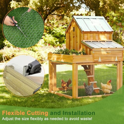 Chicken Wire Mesh,13.7"×169" Poultry Wire Netting,1" Hole Size Hexagonal Galvanized Chicken Wire Mesh Fencing,Outdoor Anti-Rust Garden Animal Barrier Fence for Chicken Coop Barrier Rabbit Cage