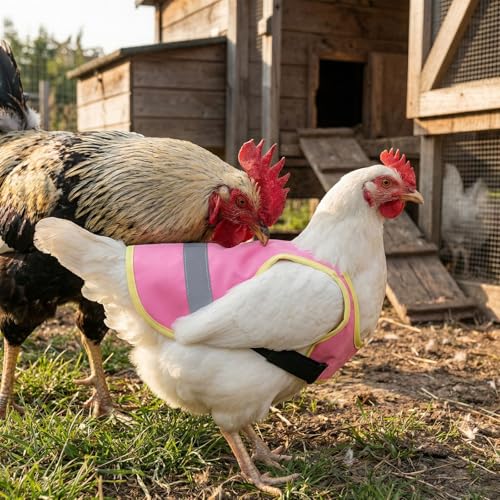 3 Pack Chicken Saddle for Hens Reflective Vest Adjustable Back Protector | Soft Fabric Body, High Visibility Strip, Buckle Chest Strap, Open Wing Cutout, Reusable Coop Yard Wear for Backyard Hen Care - color: Green,Pink,Black