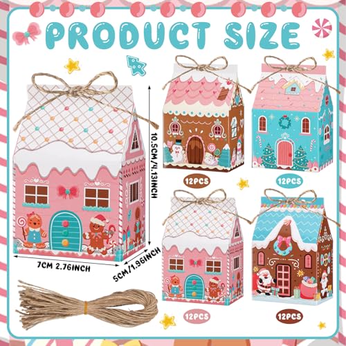 Zhanmai Christmas Treat Boxes Candy Gingerbread House Mini Christmas Party Favor Box Small Paperboard Gift Container for Xmas Holiday Party Treat Cookie Goodie Snack Gift Packaging - style: Pastel House